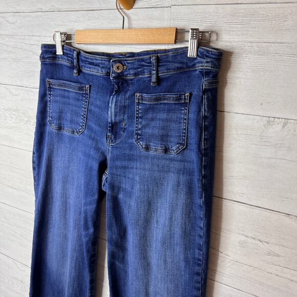 J Jill Jeans Womens Size 12P Medium Wash Wide Leg Patch Pockets Cotton Blend - Picture 6 of 16